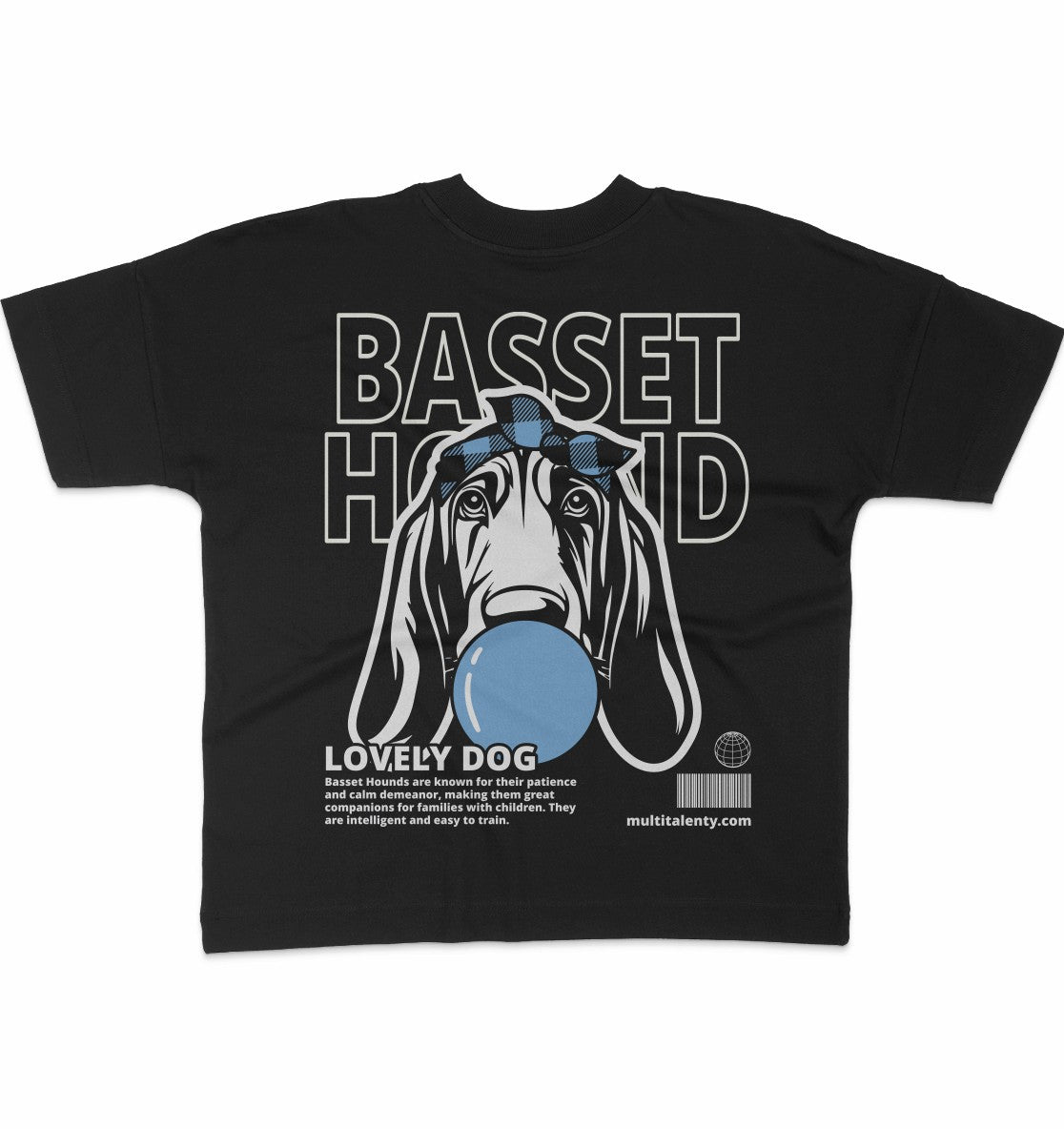 Bubble Gum Basset Hound (blau) - Organic Oversize Shirt - Multitalenty