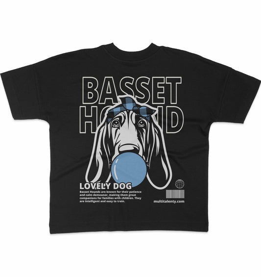 Bubble Gum Basset Hound (blau) - Organic Oversize Shirt - Multitalenty