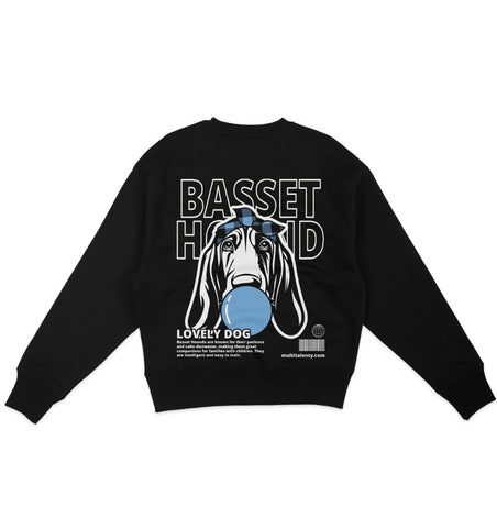 Bubble Gum Basset Hound (blau) - Organic Oversize Sweatshirt - Multitalenty