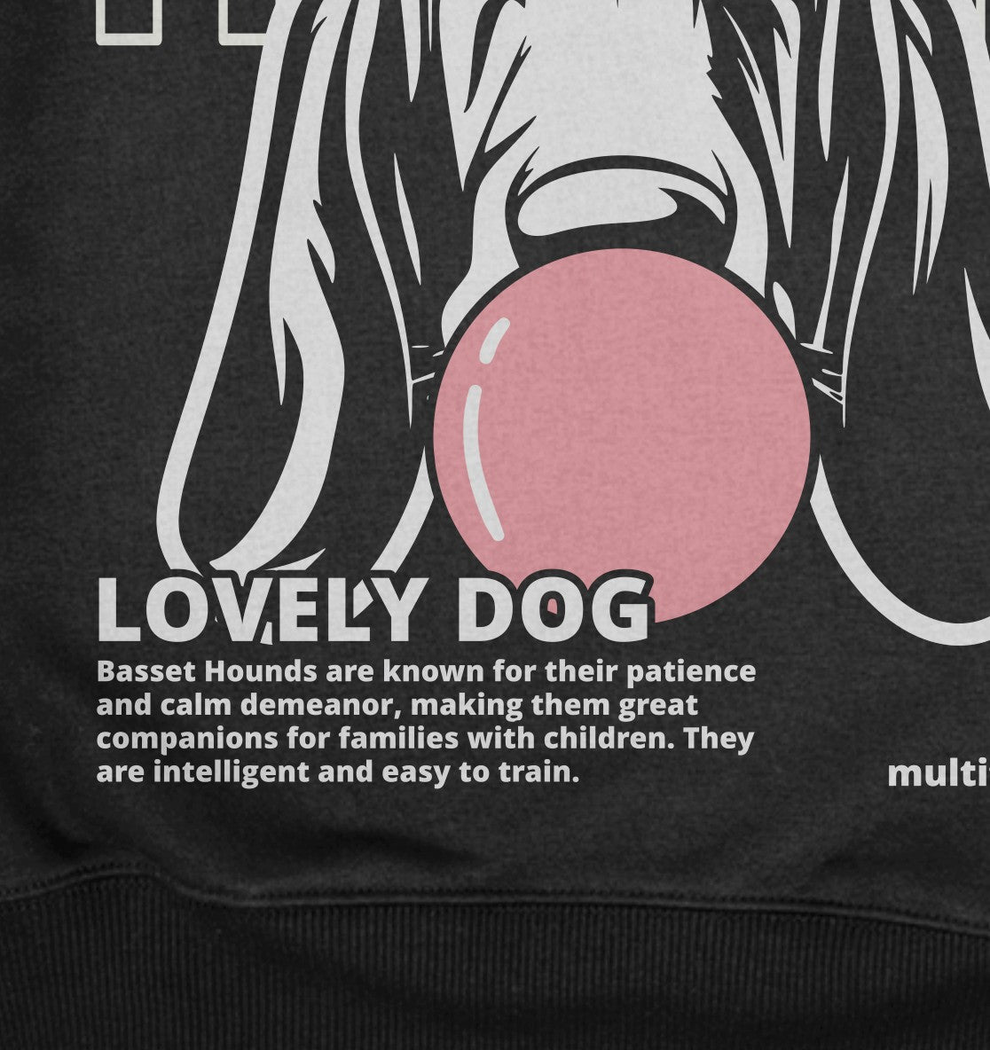 Bubble Gum Basset Hound (rosa) - Organic Oversize Hoodie - Multitalenty