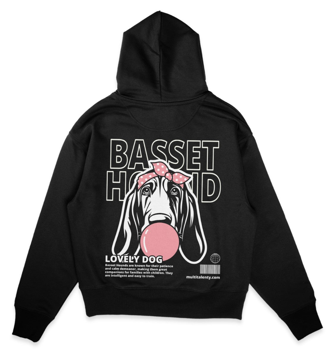 Bubble Gum Basset Hound (rosa) - Organic Oversize Hoodie - Multitalenty