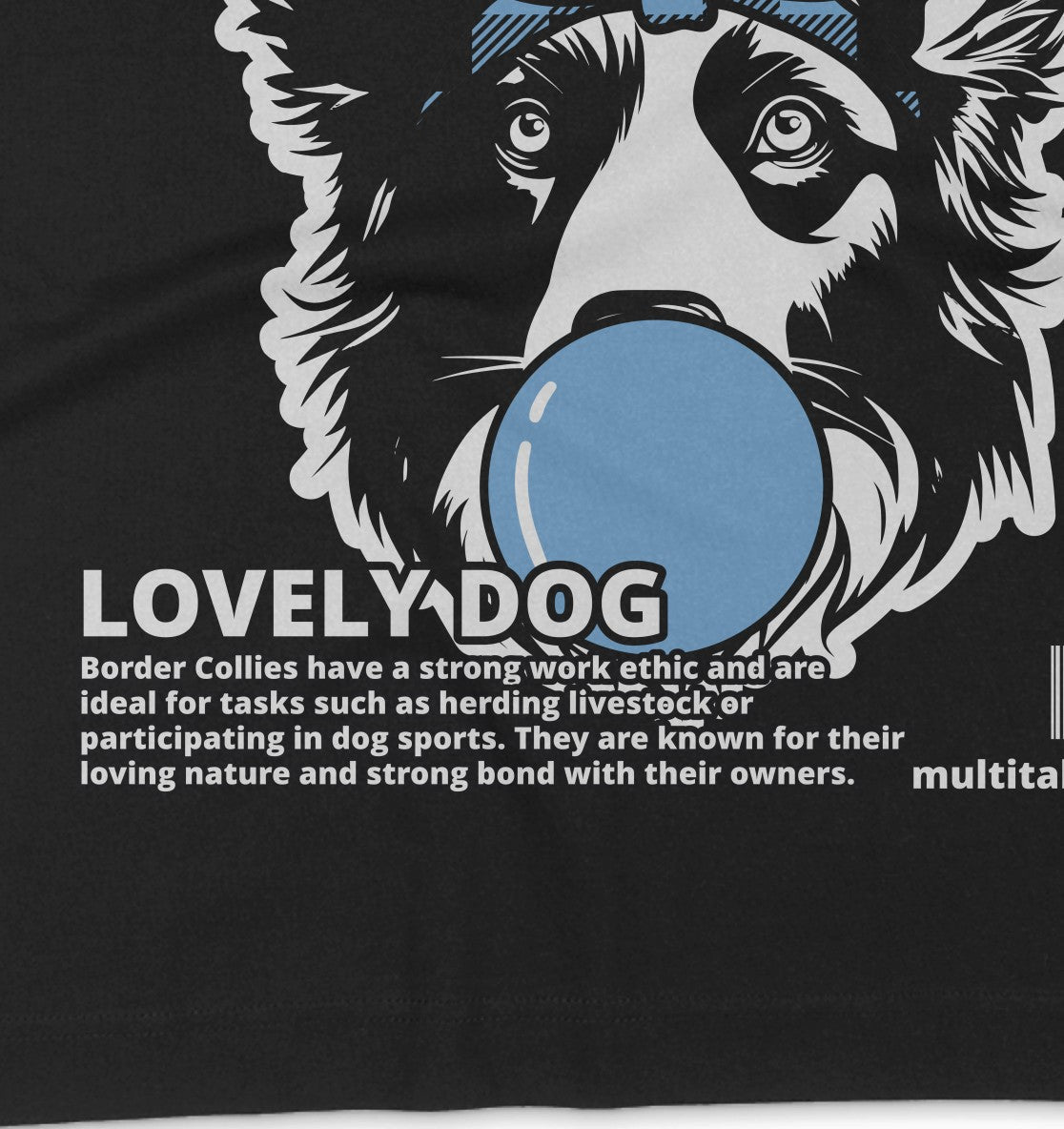 Bubble Gum Border Collie (blau) - Organic Oversize Shirt - Multitalenty