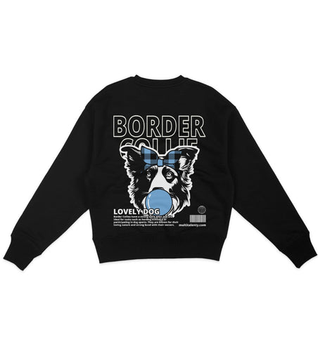 Bubble Gum Border Collie (blau) - Organic Oversize Sweatshirt - Multitalenty