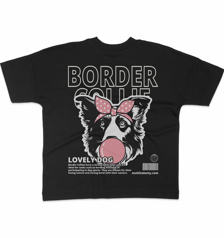 Bubble Gum Border Collie (rosa) - Organic Oversize Shirt - Multitalenty