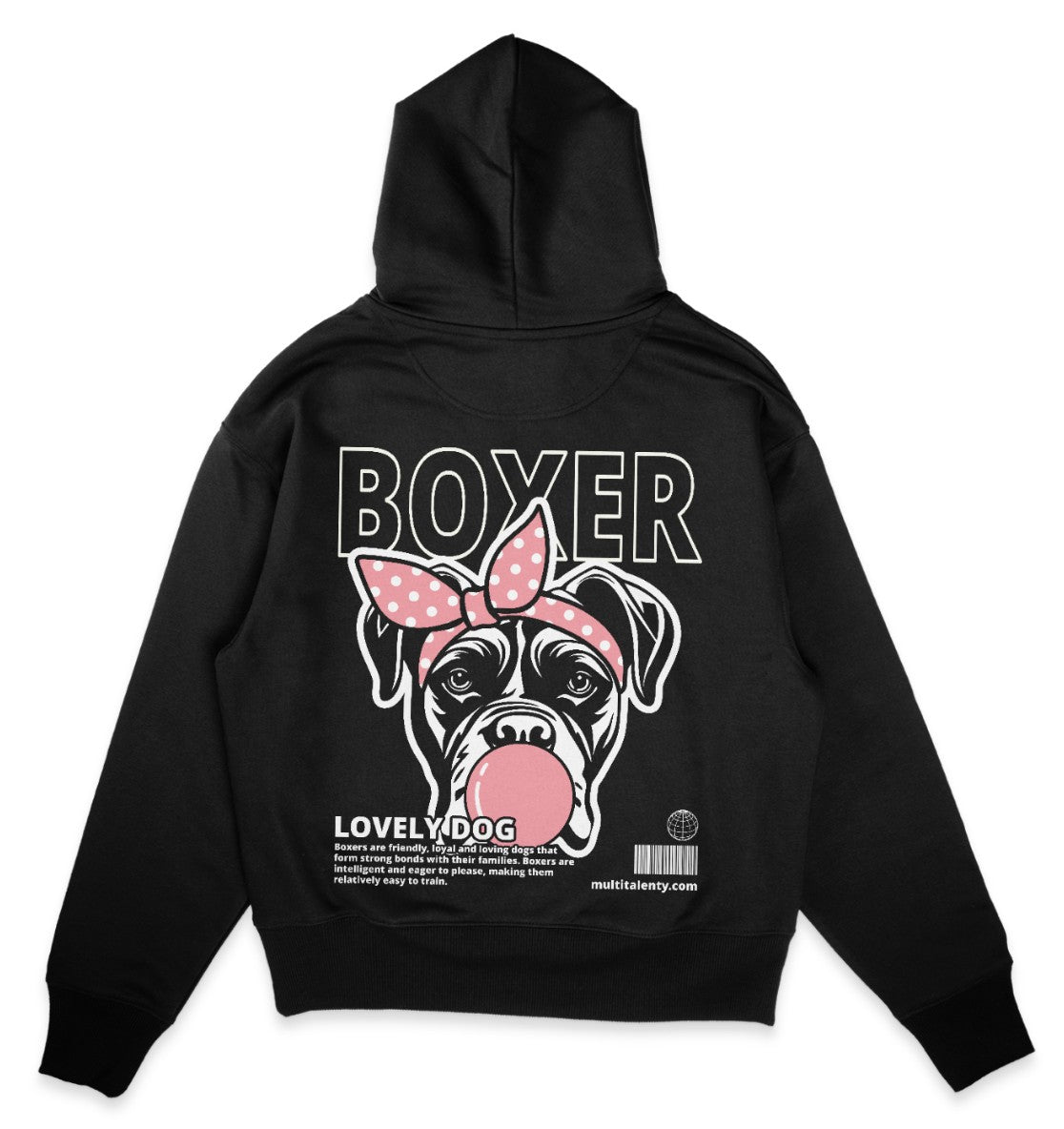 Bubble Gum Boxer (rosa) - Organic Oversize Hoodie - Multitalenty