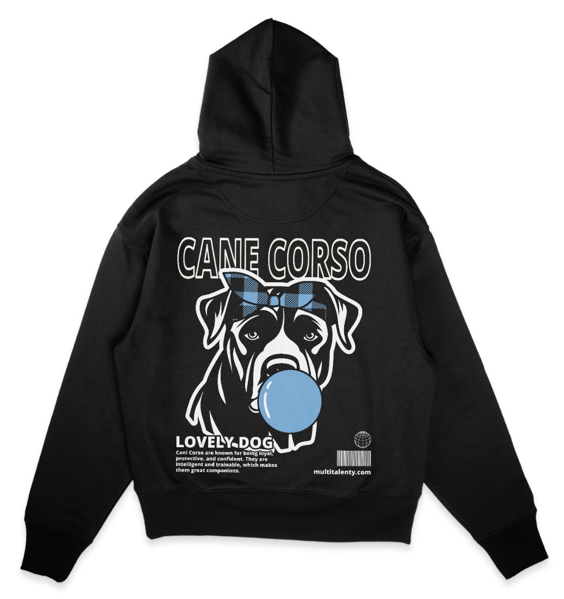 Bubble Gum Cane Corso (blau) - Organic Oversize Hoodie - Multitalenty