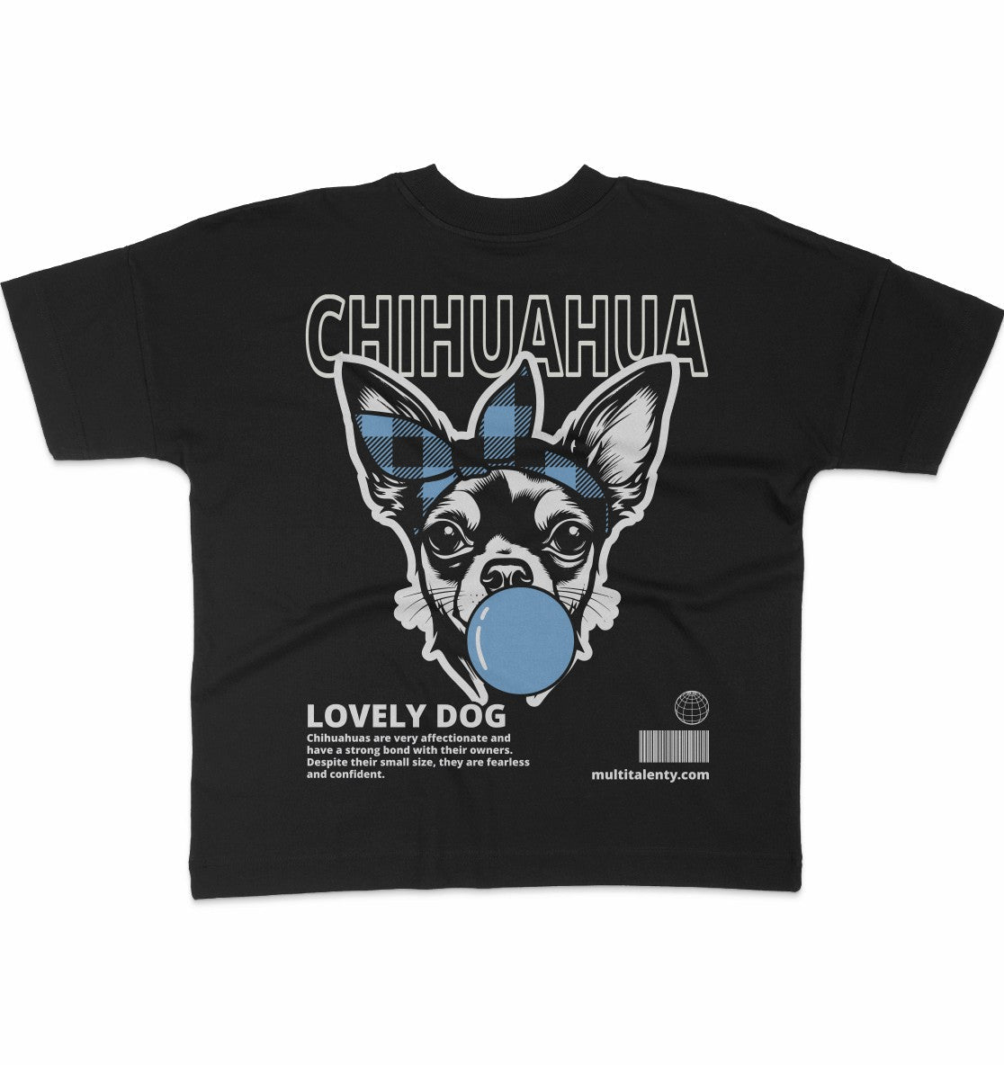 Bubble Gum Chihuahua (blau) - Organic Oversize Shirt - Multitalenty