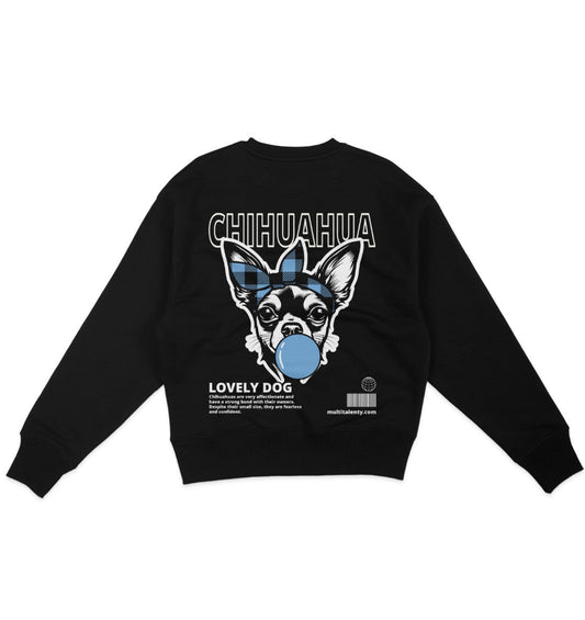 Bubble Gum Chihuahua (blau) - Organic Oversize Sweatshirt - Multitalenty