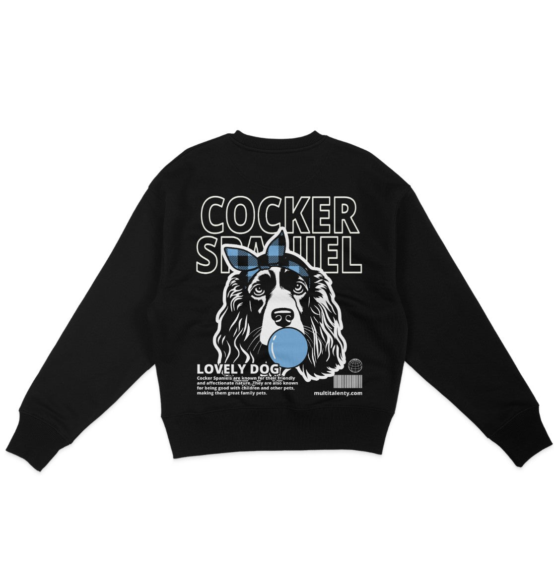 Bubble Gum Cocker Spaniel (blau) - Organic Oversize Sweatshirt - Multitalenty