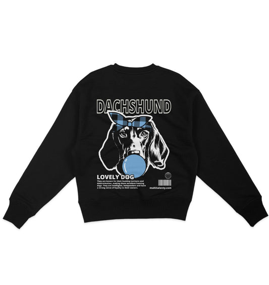Bubble Gum Dachshund (blau) - Organic Oversize Sweatshirt - Multitalenty