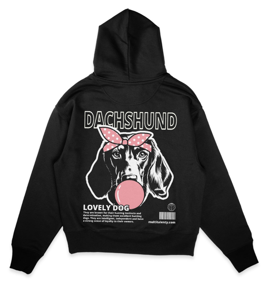 Bubble Gum Dachshund (rosa) - Organic Oversize Hoodie - Multitalenty