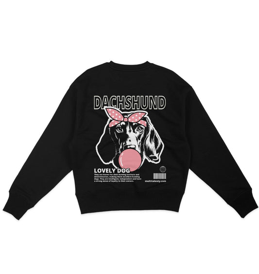 Bubble Gum Dachshund (rosa) - Organic Oversize Sweatshirt - Multitalenty