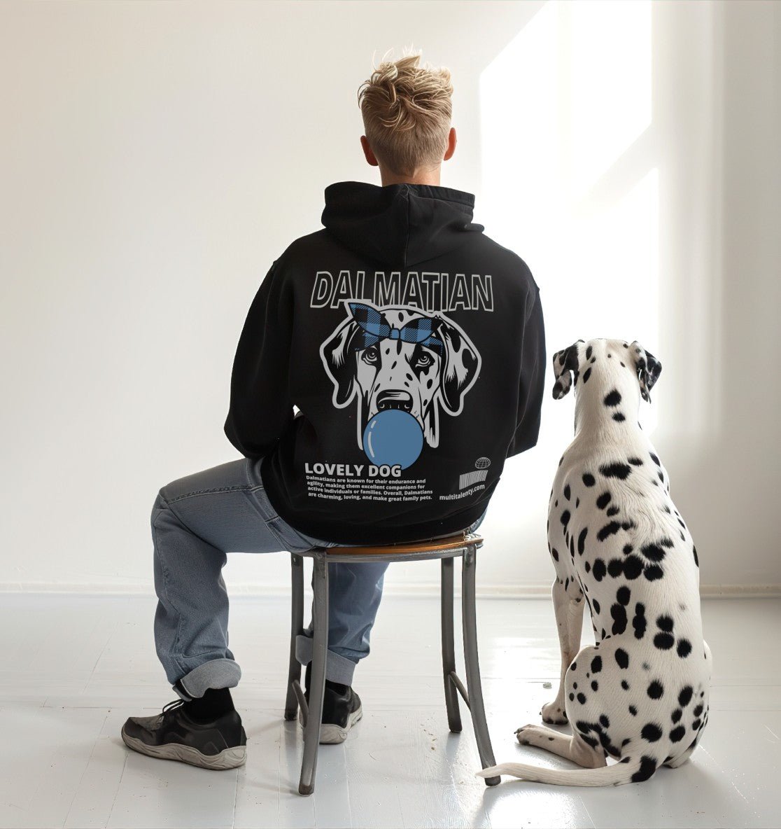 Bubble Gum Dalmatian (blau) - Organic Oversize Hoodie - Multitalenty