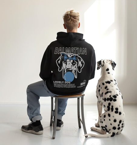 Bubble Gum Dalmatian (blau) - Organic Oversize Hoodie - Multitalenty