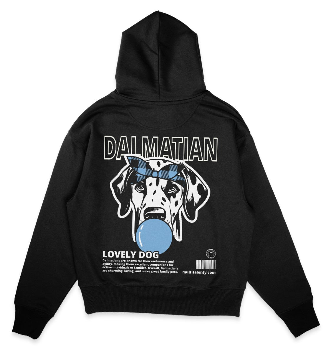 Bubble Gum Dalmatian (blau) - Organic Oversize Hoodie - Multitalenty