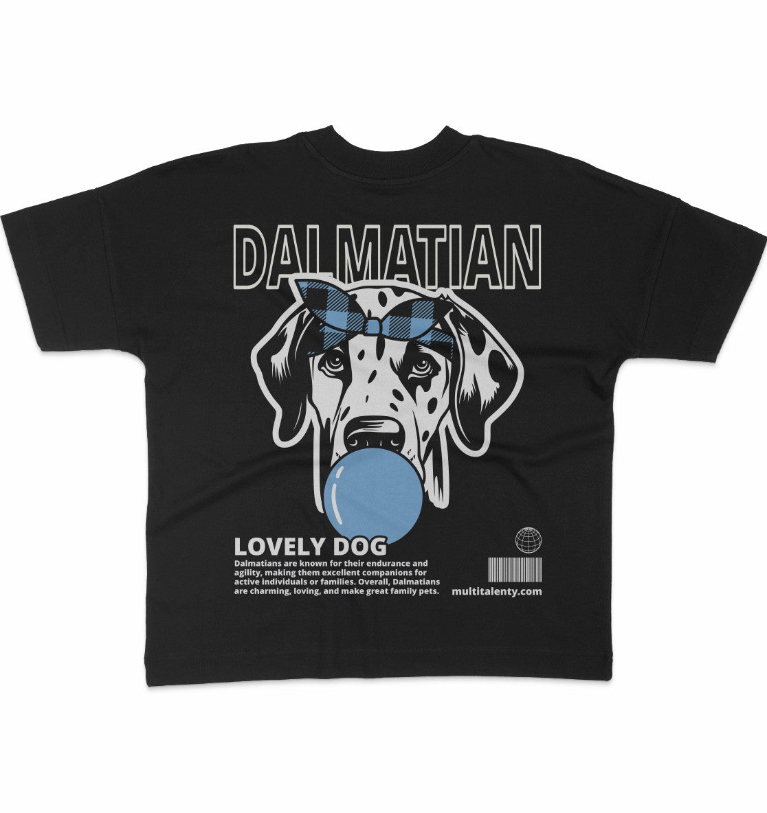 Bubble Gum Dalmatian (blau) - Organic Oversize Shirt - Multitalenty