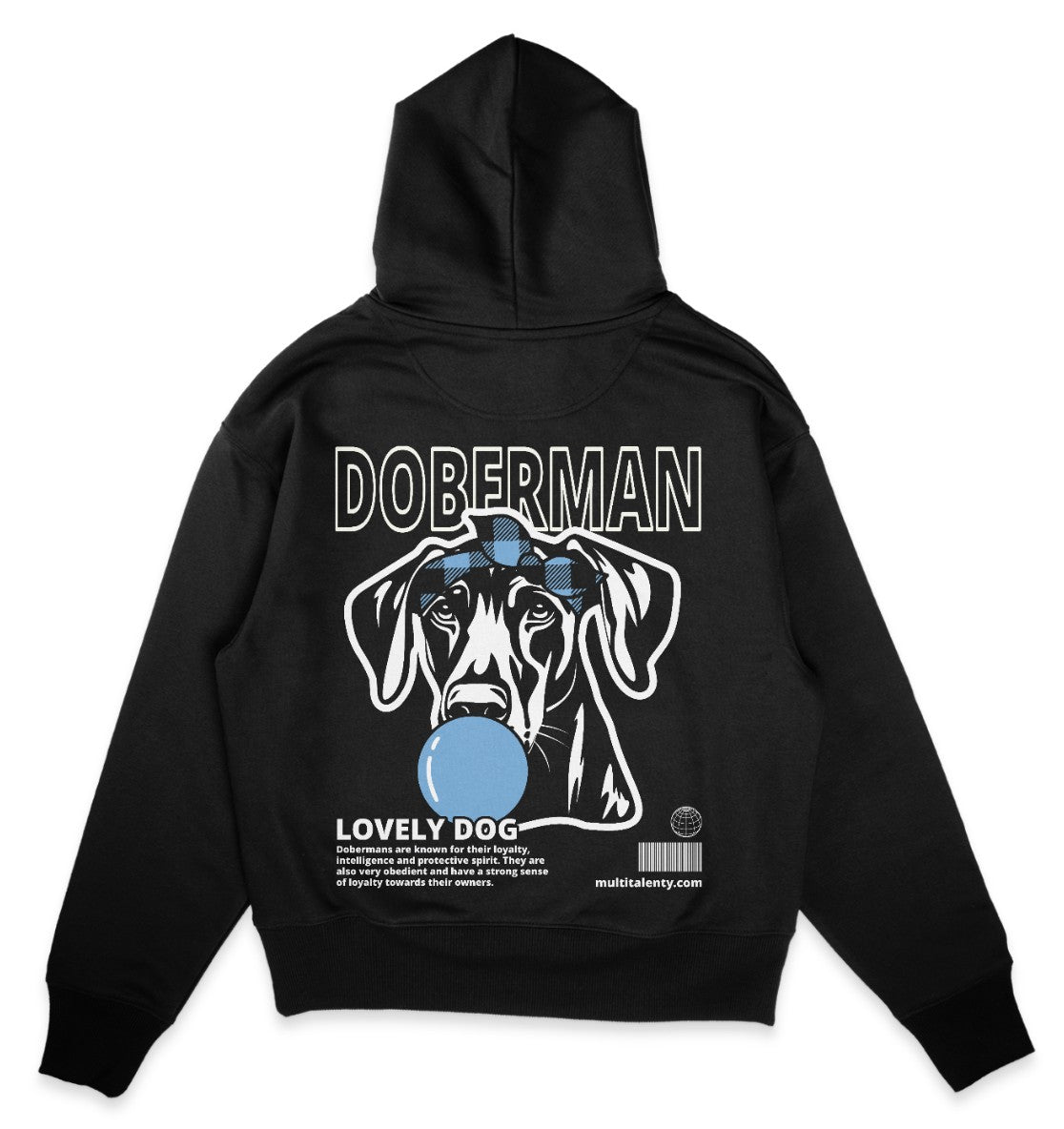 Bubble Gum Doberman (blau) - Organic Oversize Hoodie - Multitalenty