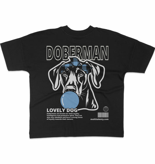 Bubble Gum Doberman (blau) - Organic Oversize Shirt - Multitalenty