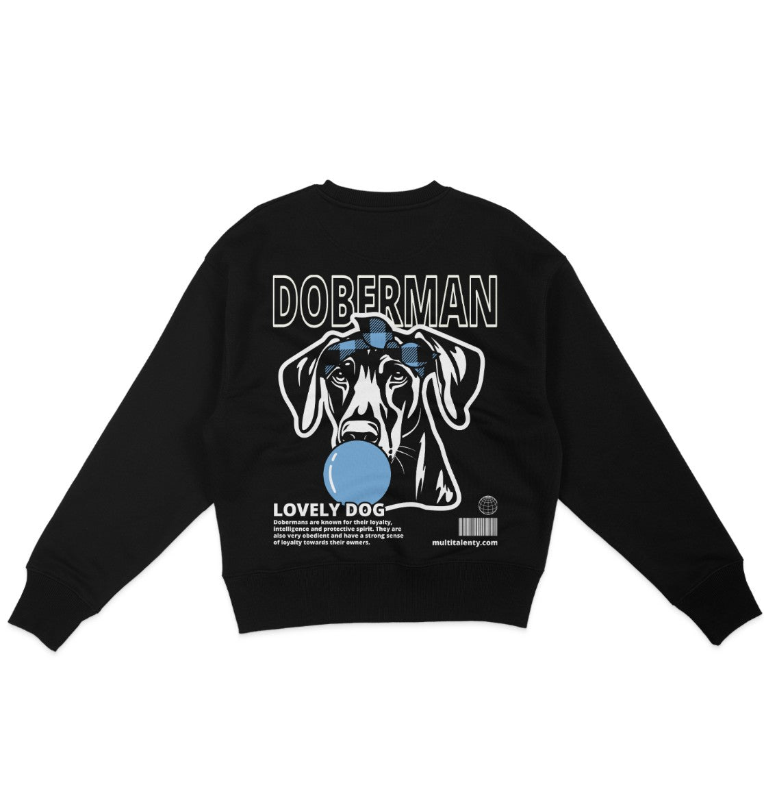 Bubble Gum Doberman (blau) - Organic Oversize Sweatshirt - Multitalenty