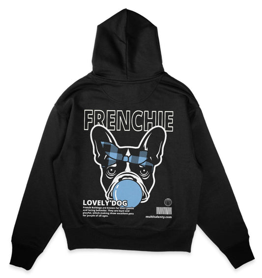 Bubble Gum Frenchie (blau) - Organic Oversize Hoodie - Multitalenty