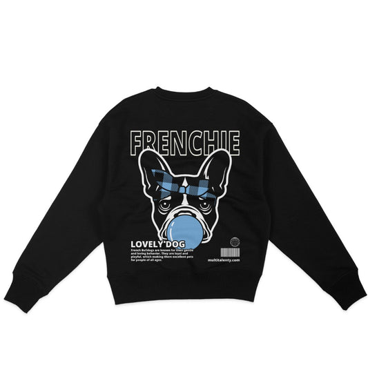 Bubble Gum Frenchie (blau) - Organic Oversize Sweatshirt - Multitalenty