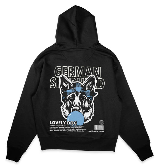 Bubble Gum German Shepherd (blau) - Organic Oversize Hoodie - Multitalenty