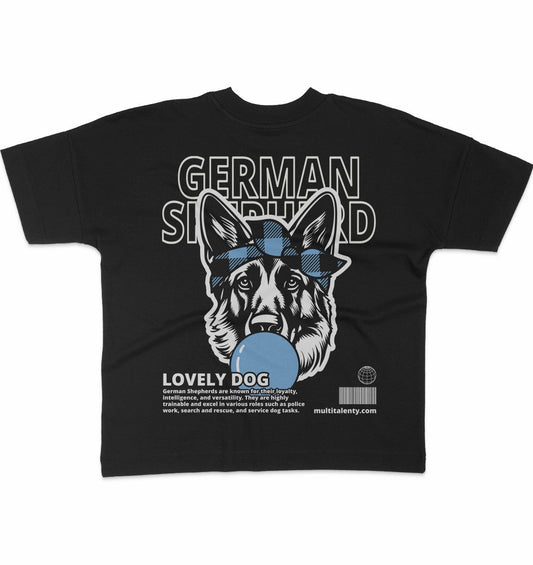 Bubble Gum German Shepherd (blau) - Organic Oversize Shirt - Multitalenty