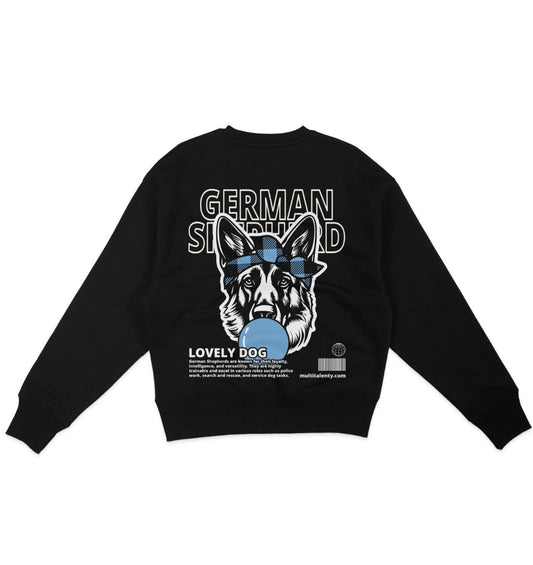 Bubble Gum German Shepherd (blau) - Organic Oversize Sweatshirt - Multitalenty