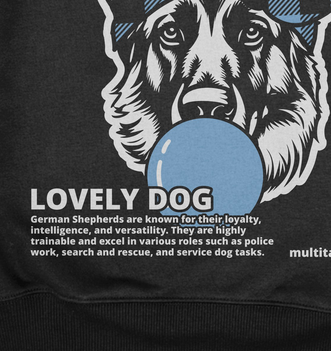 Bubble Gum German Shepherd (blau) - Organic Oversize Sweatshirt - Multitalenty