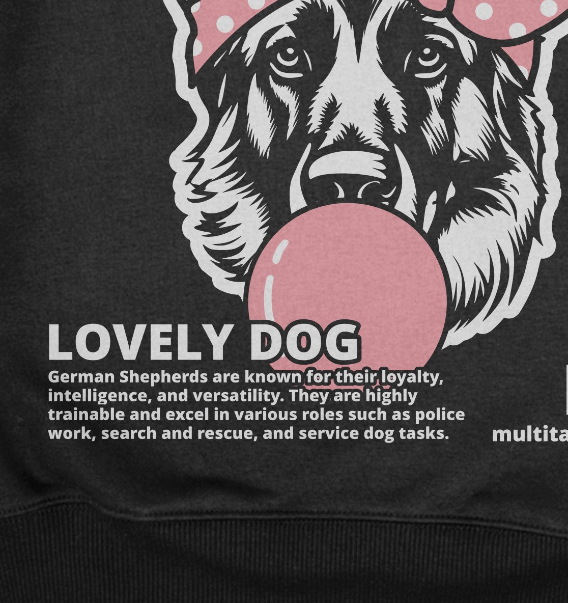 Bubble Gum German Shepherd (rosa) - Organic Oversize Hoodie - Multitalenty