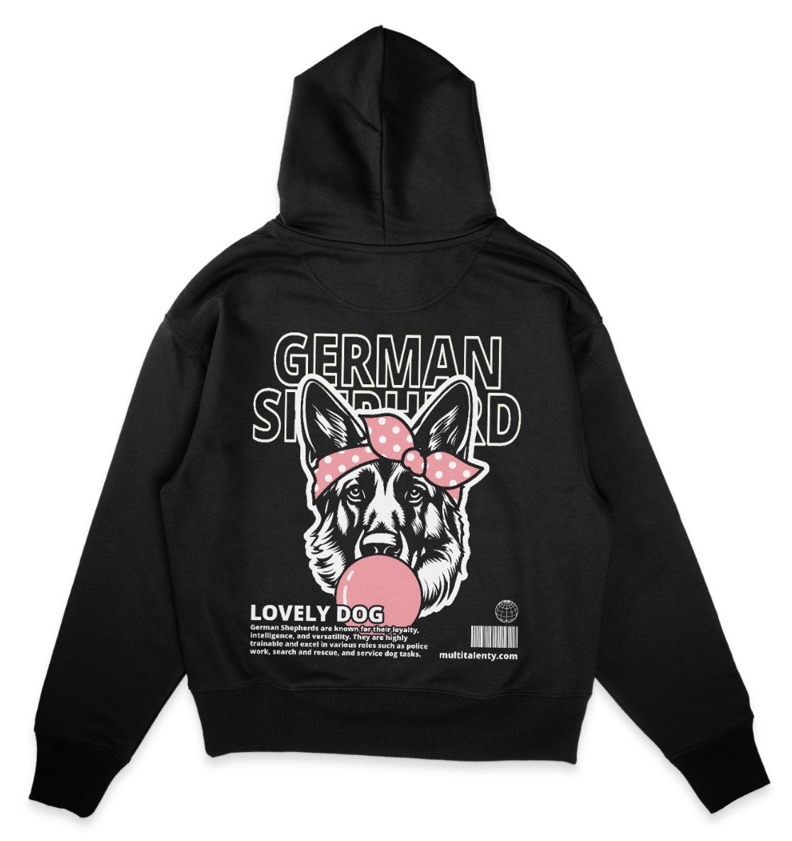 Bubble Gum German Shepherd (rosa) - Organic Oversize Hoodie - Multitalenty