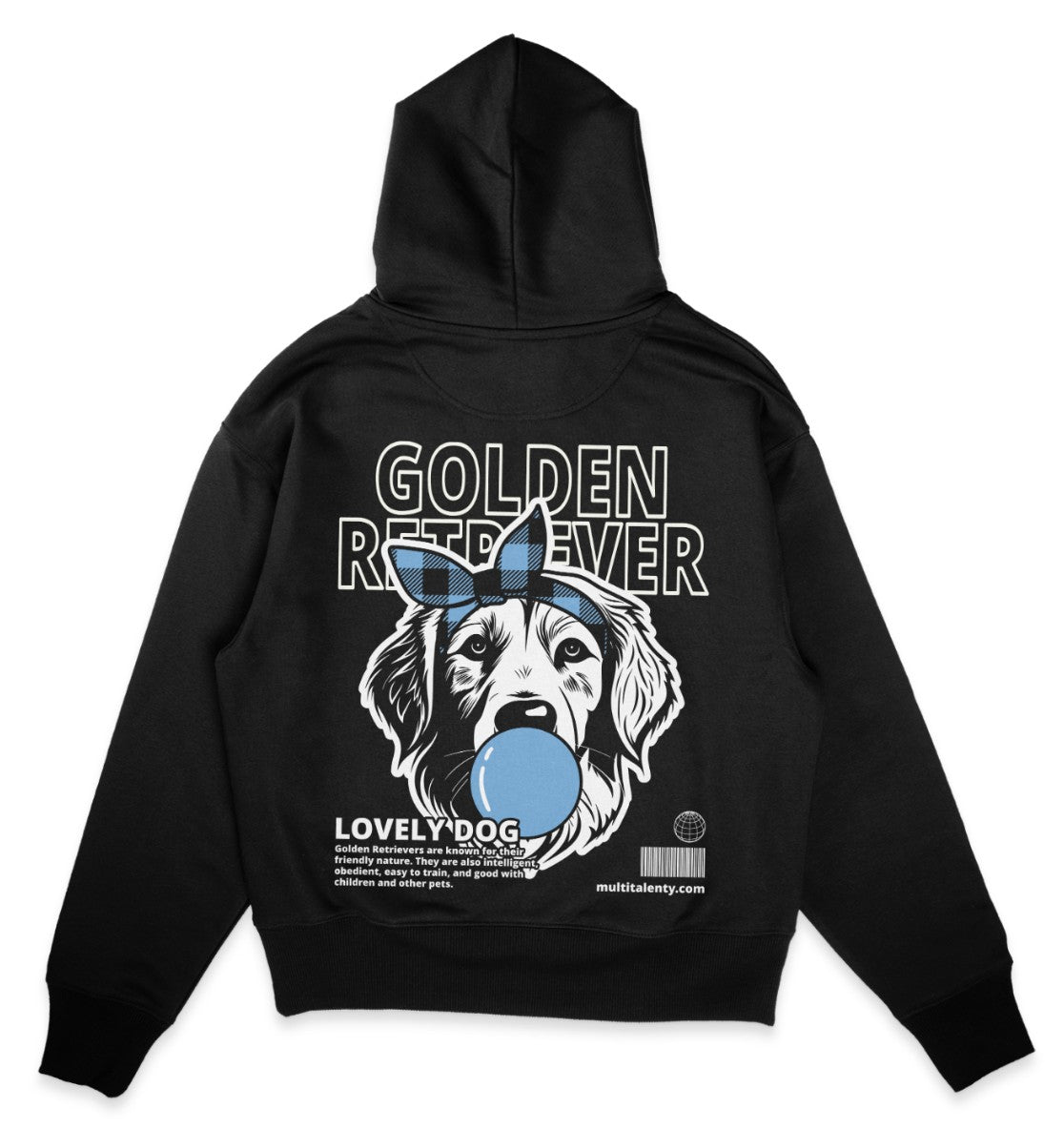 Bubble Gum Golden Retriever (blau) - Organic Oversize Hoodie - Multitalenty