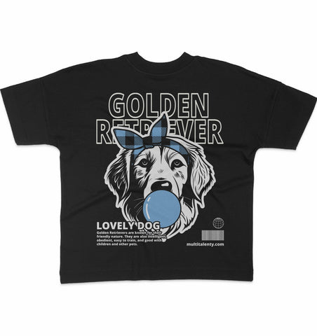 Bubble Gum Golden Retriever (blau) - Organic Oversize Shirt - Multitalenty