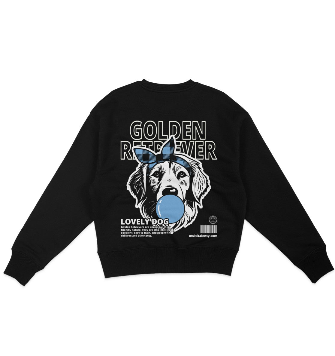 Bubble Gum Golden Retriever (blau) - Organic Oversize Sweatshirt - Multitalenty