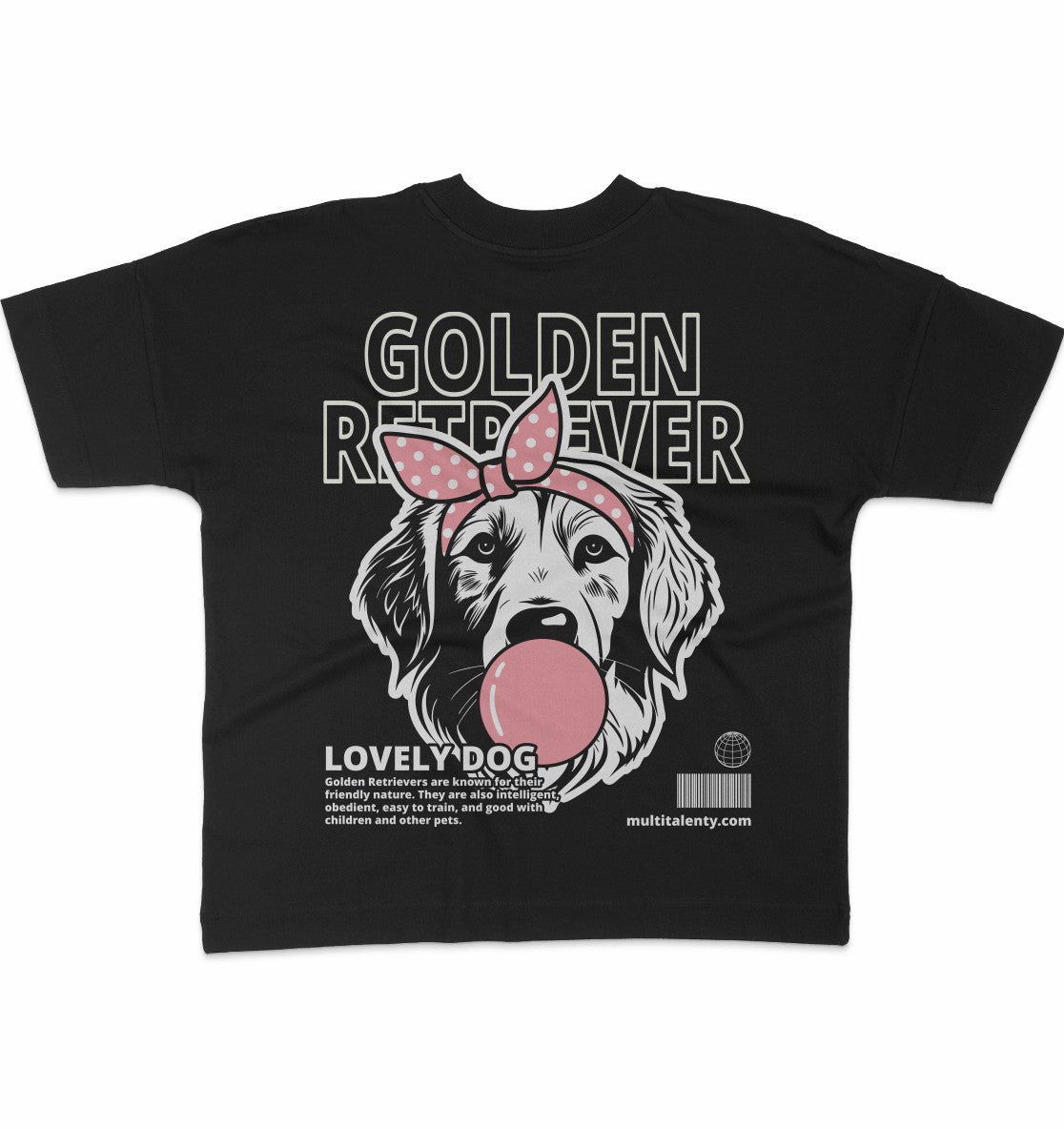 Bubble Gum Golden Retriever (rosa) - Organic Oversize Shirt - Multitalenty