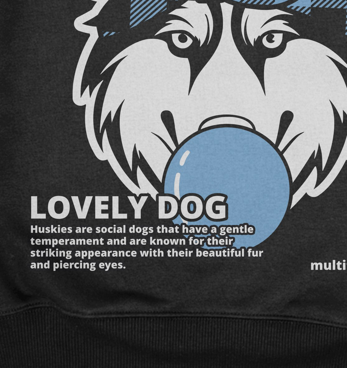 Bubble Gum Husky (blau) - Organic Oversize Hoodie - Multitalenty