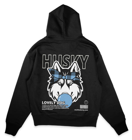 Bubble Gum Husky (blau) - Organic Oversize Hoodie - Multitalenty