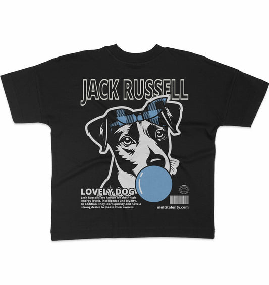 Bubble Gum Jack Russell (blau) - Organic Oversize Shirt - Multitalenty