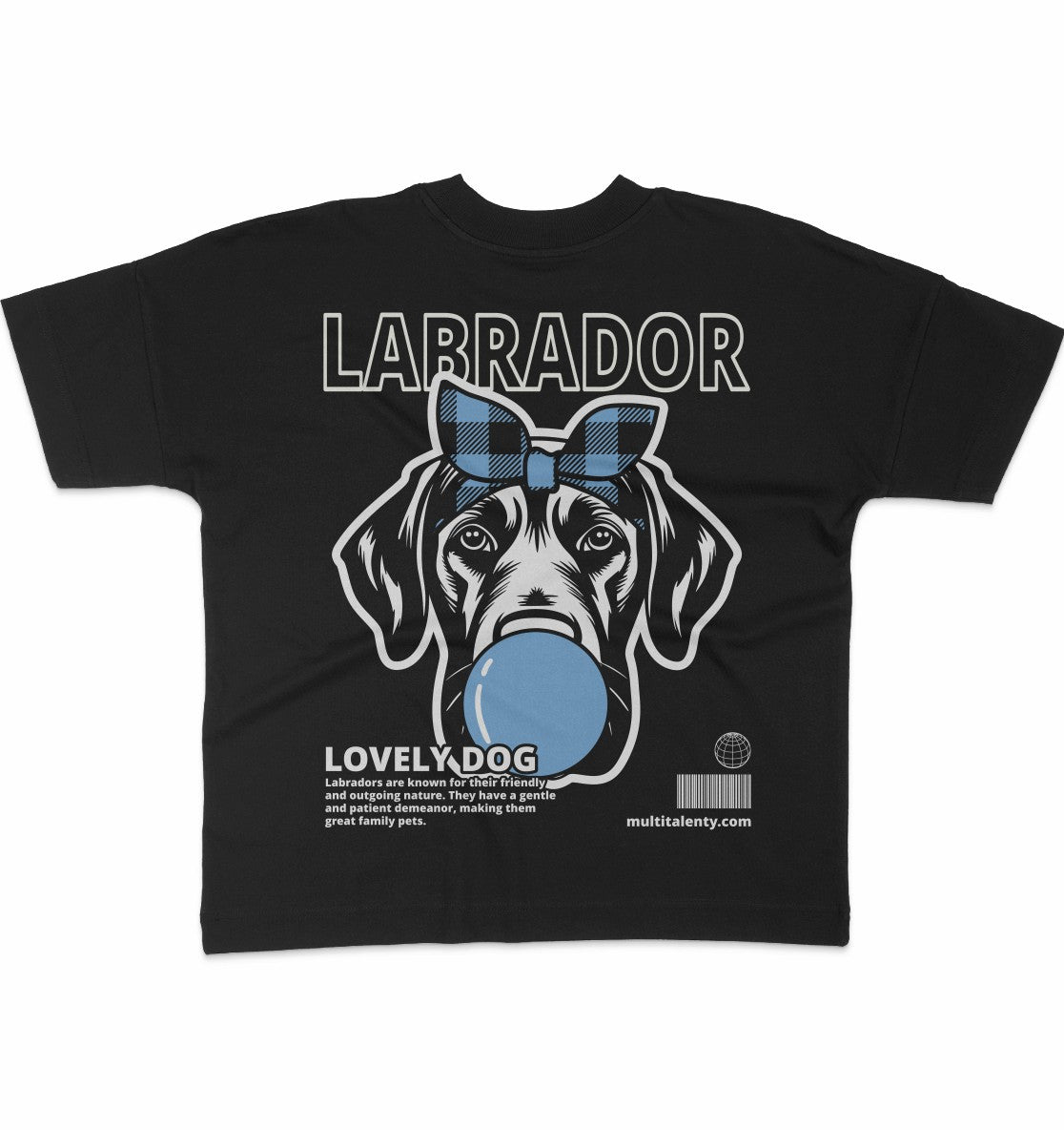 Bubble Gum Labrador (blau) - Organic Oversize Shirt - Multitalenty