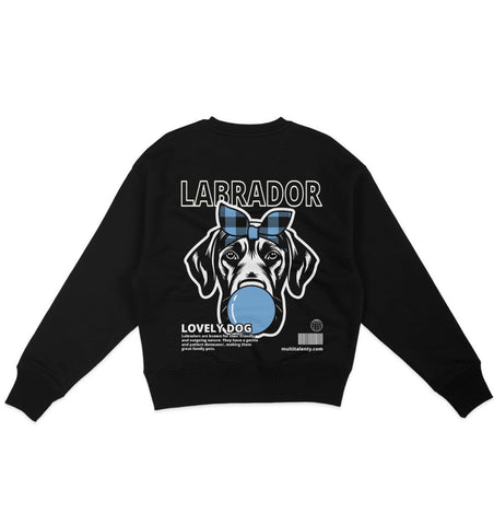 Bubble Gum Labrador (blau) - Organic Oversize Sweatshirt - Multitalenty