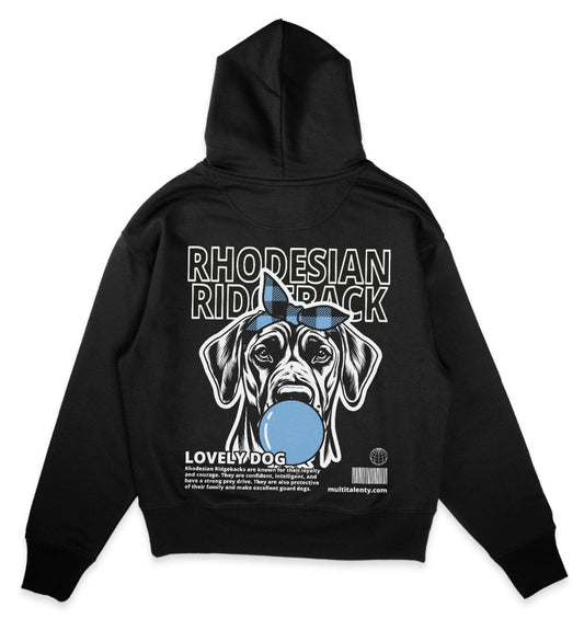 Bubble Gum Rhodesian Ridgeback (blau) - Organic Oversize Hoodie - Multitalenty