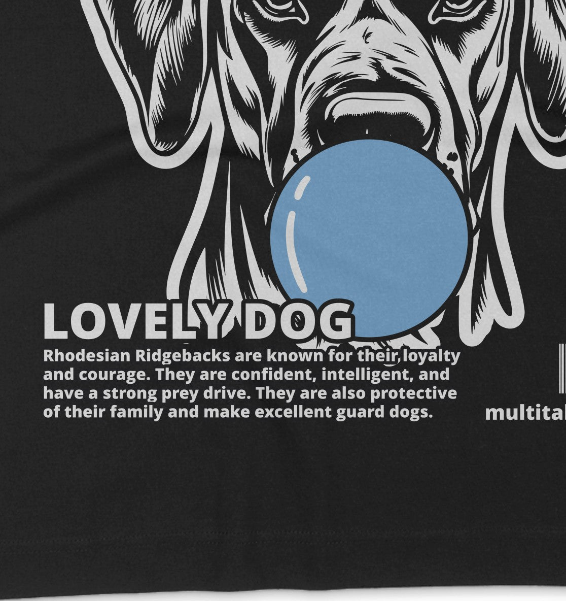 Bubble Gum Rhodesian Ridgeback (blau) - Organic Oversize Shirt - Multitalenty