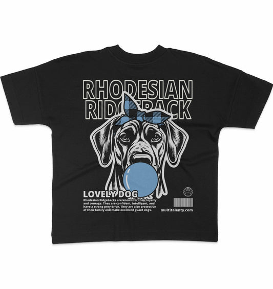 Bubble Gum Rhodesian Ridgeback (blau) - Organic Oversize Shirt - Multitalenty