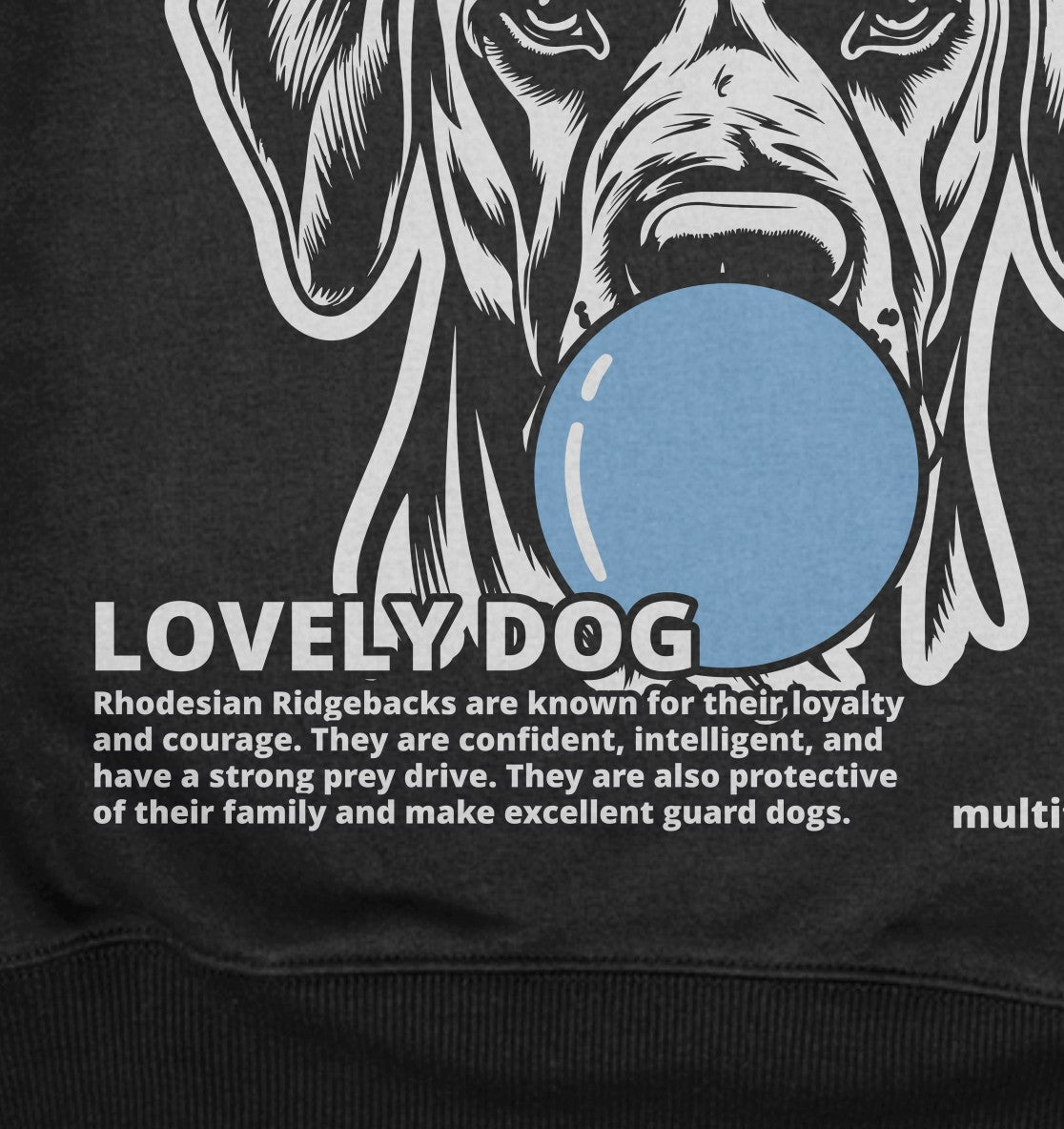 Bubble Gum Rhodesian Ridgeback (blau) - Organic Oversize Sweatshirt - Multitalenty