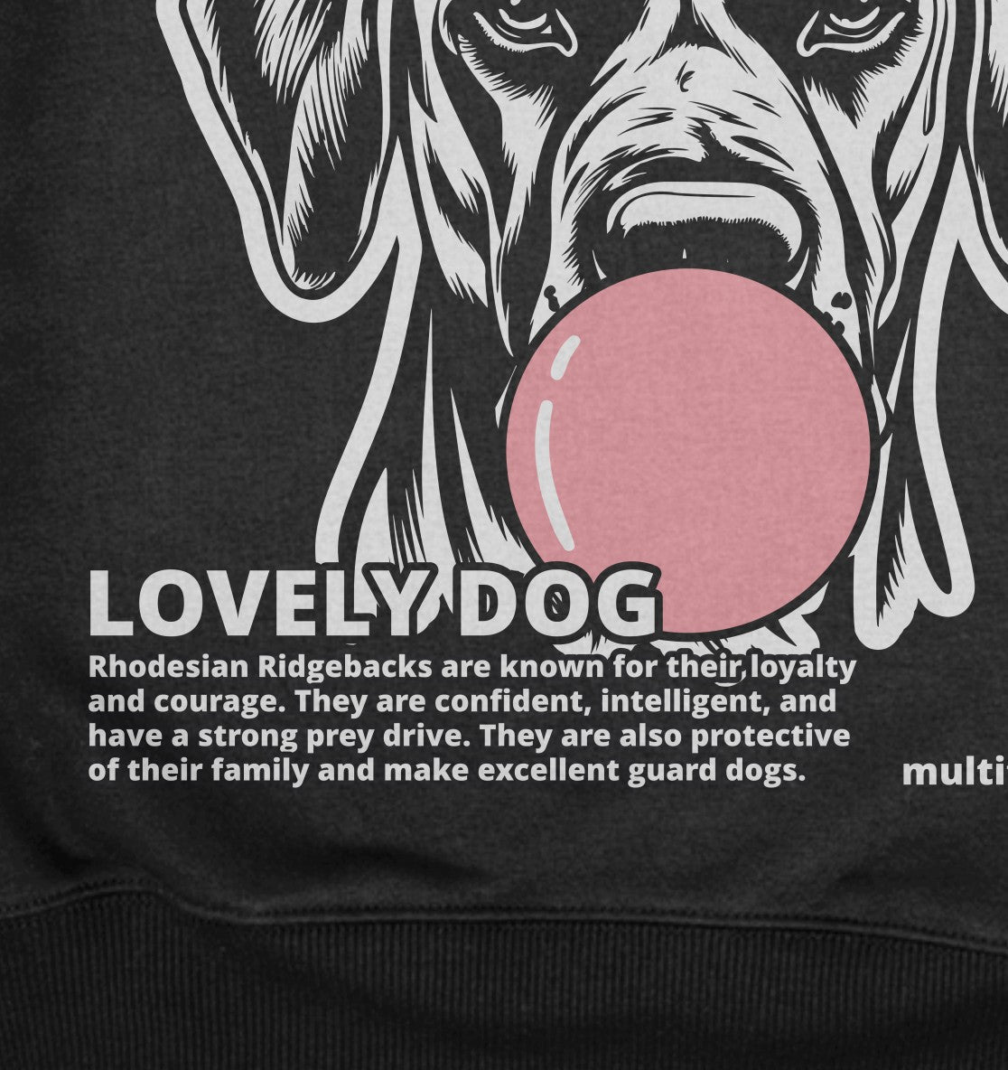 Bubble Gum Rhodesian Ridgeback (rosa) - Organic Oversize Hoodie - Multitalenty