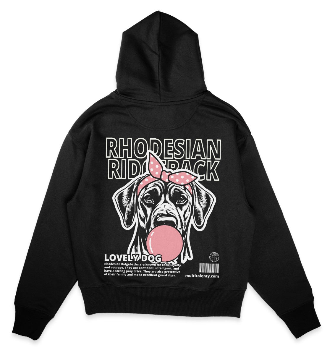 Bubble Gum Rhodesian Ridgeback (rosa) - Organic Oversize Hoodie - Multitalenty