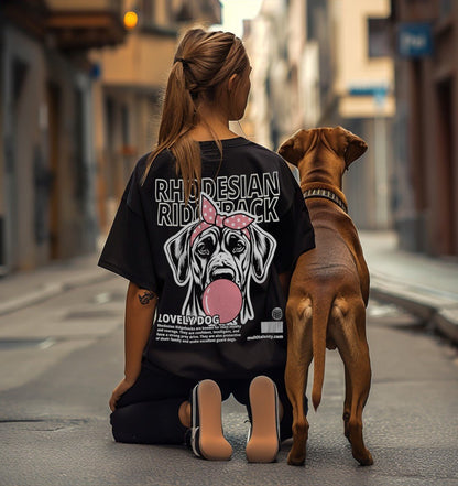 Bubble Gum Rhodesian Ridgeback (rosa) - Organic Oversize Shirt - Multitalenty