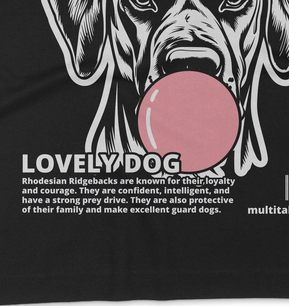 Bubble Gum Rhodesian Ridgeback (rosa) - Organic Oversize Shirt - Multitalenty