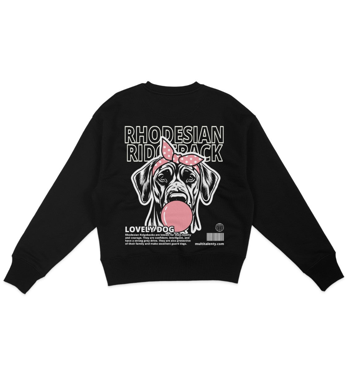 Bubble Gum Rhodesian Ridgeback (rosa) - Organic Oversize Sweatshirt - Multitalenty