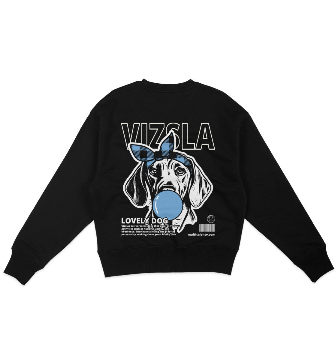 Bubble Gum Vizsla (blau) - Organic Oversize Sweatshirt - Multitalenty